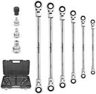 Ref97439 10 Extra Long Ratcheting Wrenches Spanner Double Box End Flex-head Drive Adapter