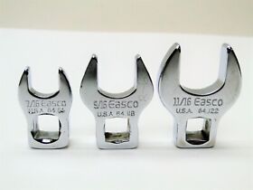 64-122 3 Piece Easco Usa 7/16 9/16 And 11/16inch Crowfoot Wrench Set 3/8inch Drive