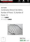 4jma8 Westward Combination Wrench Set Metric Retails