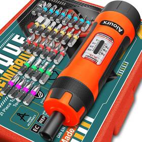 Hus155 Aiourx Torque Screwdriver Set 1/4 Inch Drive 5-55 Pounds Lbs 31 Pcs Screwd