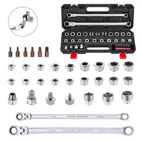 Akm Tool 639394299037 33 Pcs Flex Head Ratcheting Wrench Set Metric 72-tooth 8-22mm Extra Lo