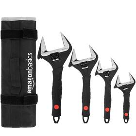 Ds-adamz004-4 Amazon Basics 4-piece Plumbing Adjustable Wrench With Soft Grip Wide Mouth