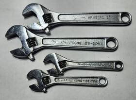 28-704 Armstrong Vintage Adjustable Wrench Lot Of 4. 2-6 Inch 2- 4 . Pre Owned Made In Usa
