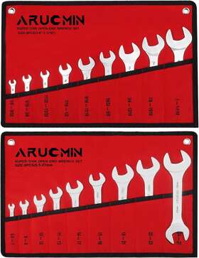 Twgy02-01 Arucmin Super-thin Open End Wrench Set 18-piece Sae And Metric
