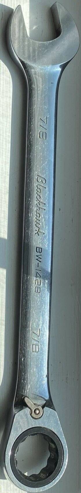 Bw-1428 Blackhawk 12 Pt Combo Rev Ratcheting Wrench 7/8 Inch Full Polish Finish
