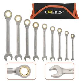 Ss010 Boosden 9-piece Ratcheting Wrench Set Ratchet Combination Sets With R