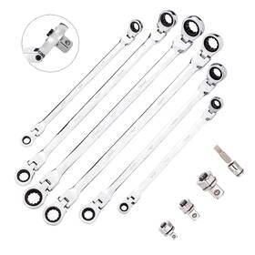 Fld-wq001-7 Bulltools 6-piece Flex-head Extra Long Ratcheting Wrenches Double Box End Chrome Vanadi