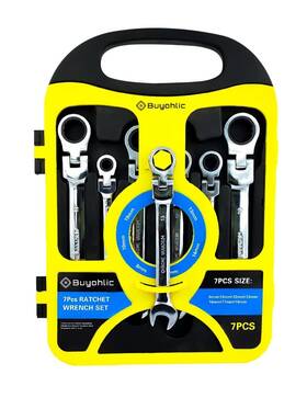 100-cs-173 Buyohlic 7-piece Flex-head Metric Ratcheting Wrench Set 8 To 19mm Stan