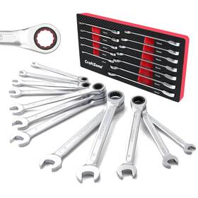 Cz2006 Craftzone 12pcs Ratchet Metric Wrench Set 8mm-19mm Combination Sets Cr-v Rat