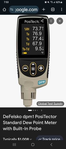 Dpmir1-g Defelsko Dpmir1 Positector Standard Dew Point Meter With Prbdpmir-c Probe