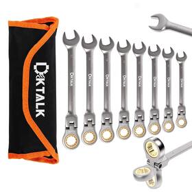 Rp-ct08301 Diktalk 8pcs Flex Head Ratcheting Wrench Set Metric 8-17 Mm 72-tooth Cr-v Steel Wit