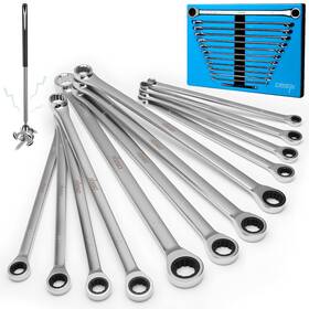 13jcmhjl-eva Disen 12 1 Pcs Extra Long Ratchet Wrench Set Metric 8-22mm Double Box End