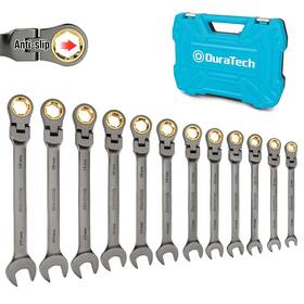 Duratech 931213201936 Anti-slip Flex-head Ratcheting Wrench Set Combination 1