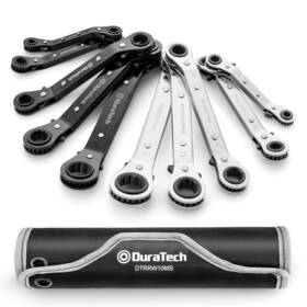 Duratech 931213201998 10-piece Reversible Ratcheting Wrench Set Offset Double Box End Wre
