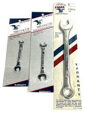 9-05128 Eagle Vintage Wrenches Drop Forged Allow Steel 3-pack 3/8-7/16 1/4-5/16 7/8