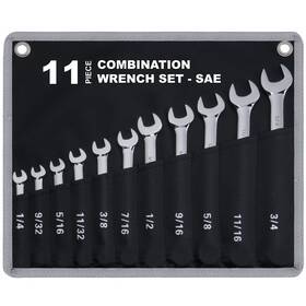 Wr-031 Efficere 11-piece Sae Combination Wrench Set In Roll-up Pouch Non-skip Inch Sizes 1/4