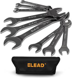 Ed70019 Elead Super Thin Open-end Wrench 9-piece Sae 1/4 Inch To 1-1/16 Black