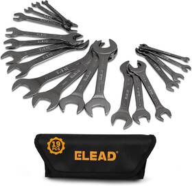 Ed70020 Elead Super-thin Open End Wrench 19-piece Sae And Metric Sizes Polished