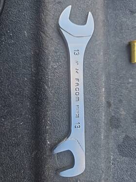Facom 662679981587 13mm Stubby Extra Thin Open End Wrench 4-1/4 Inch Oal Double Satin