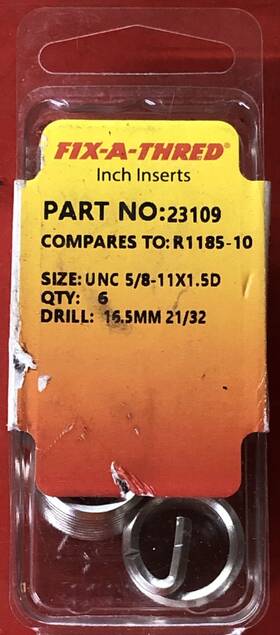 R1185-10 Fix-a-thred 23109 Standard Thread Inserts Size Unc 5/8 Inch -11x1.5d Like
