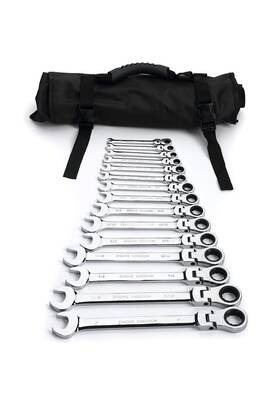 Flzosper 755327944819 15-piece Flex Ratcheting Wrench Set Sae Chrome Vanadium Steel Ha