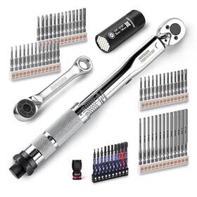 Gx-tw0104fs66-us Geinxurn 66pcs Click Ratchet Wrenches Set 1/4 Inch Drive 35-200 Lb Sae 72-tooth Reve