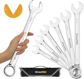 071060 Grenpro Sae Wrench Set Large 7-piece 15/16 1 Inch 1-1/16 1-1/8 Silver