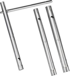 Ht0397-de Hautmec 3 Pcs Tubular Box Spanner Wrench Set With Tommy Bar Silver