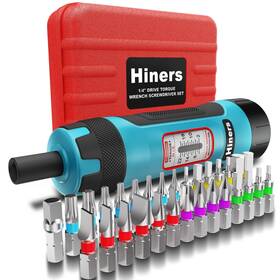 Hs0001 Hiners 1/4 Inch Torque Screwdriver Wrench Set 2-22 -lb. 31 Piece