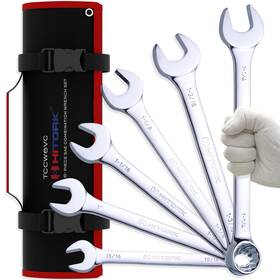 Tccw6vc Hitork 6-piece Large Sae Wrench Set 12-point Box End Drop Forged Chrome-pla