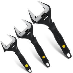 Es-honoson-5472620 Honoson 3 Pcs Adjustable Wrench 6 8 10 Wide Jaw Opening Black Oxide Finish Pl