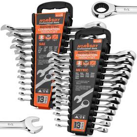 81123-81118-19 Horusdy 26-piece Ratcheting Wrench Set Metric And Sae Ratchet Combination