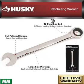 Husky 313022239298 19 Mm 12-point Metric Ratcheting Combination Wrench