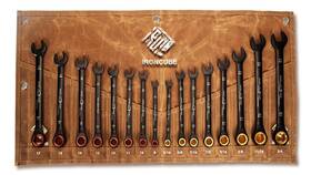 137119 Ironcube Ratcheting Wrench Set For Men 16-piece Metric And Sae - Black Chrome Vanadium