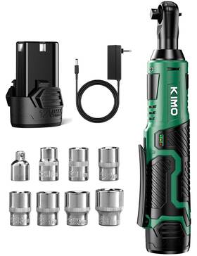 3302d K I M O. Kimo Cordless Electric Ratchet Wrench Set 40 Ft-lbs 400 Rpm 3/8 Inch 12v Cordl