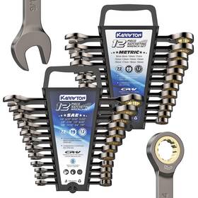Ktrcw24s Karryton 24-piece Ratcheting Wrench Set Metric And Sae 72 Teeth Ratchet Combination Wr