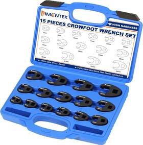 Limo-cfw15 Limontek Crowfoot Wrench Set For 1/2 Inch And 3/8 Drive Ratchet 15-piece Metric Crows Blue