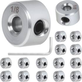 Lu02 Luyostik 16pcs 1/8 Inch Bore Shaft Collar Solid Steel Style Zinc Plated Set Scre