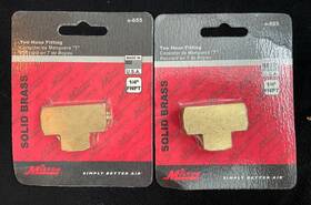 S-655 Milton Lot Of 2 Brass Tee Hose Fittings. 1/4 Inch Fnpt. Free S&h