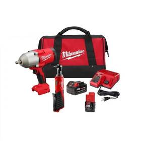 2666-22rh Milwaukee M18 Wrench And M12 Ratchet Combo Kit With Battery Charger