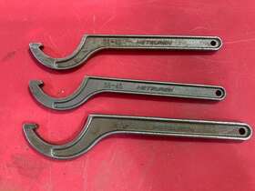 56270 Netsuren 4457 4740 Lot Of 3 Hook Spanner Wrenches. 38-42 38-45 45-50. Nice Condition