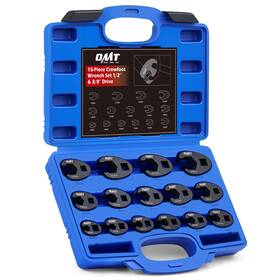 B09fxfz1g3 Orion Motor Tech Ca Crowfoot Wrench Set 15-piece 3/8 Inch And 1/2 Drive Blue