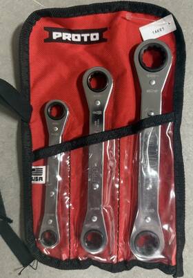 J1190b Proto Ratcheting Wrench Set Double Box End 12 Point Sae Chrome 3 Pcs
