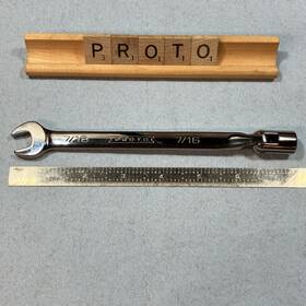 J1270-14a Proto 7/16 Inch Combination Open End Flex Head 12pt High Polish Wrench