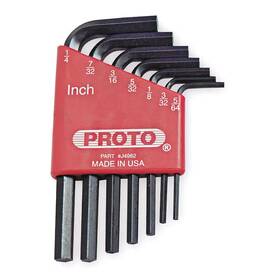 J4982 Proto Hex Key Set 7pc Sae 1/4 Inch -5/64 Usa Made