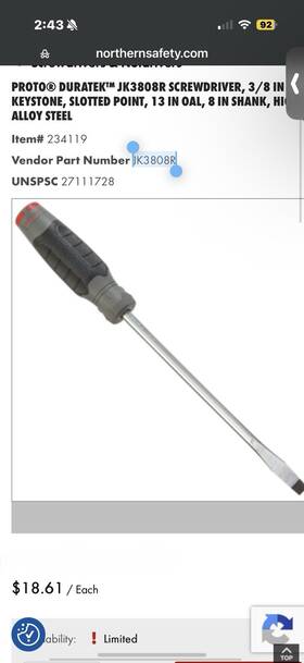 Jk51608r Proto Jk3808r Make Offer New Duratek Tether Ready Screwdriver 13 Inch Authentic