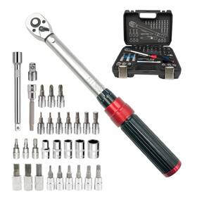 Torquewrench01 Reliablesling 1/4 Inch Click Torque Wrench Set 32-piece Bike Tool Kit 2-24n.m - 72-tooth