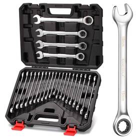 Lsj-24pc Rimkolo 24-piece Ratchet Wrenches Chrome Vanadium Steel Ratcheting Wrench Set With Me