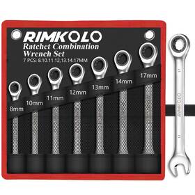 Rwm03-001 Rimkolo 7-piece Ratchet Wrenches Set 8mm-17mm Metric Ratcheting Wrench 72-tooth