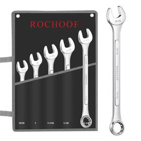 Cw006-5 Rochoof Combination Wrench Set 5-piece Sae 12-point Chrome Vanadium Steel